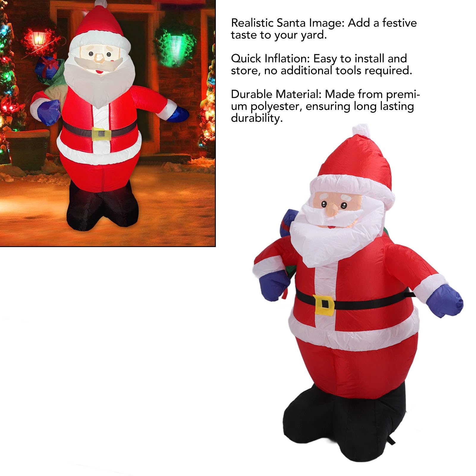 Haofy Babbo Natale Gonfiabile da 1,2 M con Sacchetto, Decorazioni Natalizie Gonfiabili con LED, Decorazioni da Giardino per Prato da Giardino Interno Ed Esterno (Spina Europea