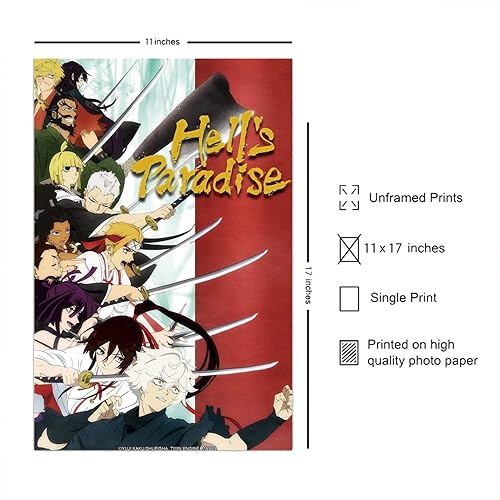 Miniatura 2 de XIHOO Hell's Paradise - Póster de Jigokuraku para decoración del hogar, arte de pared de 11 x 17 pulgadas (11.0 x 16.9 in), regalo sin marco