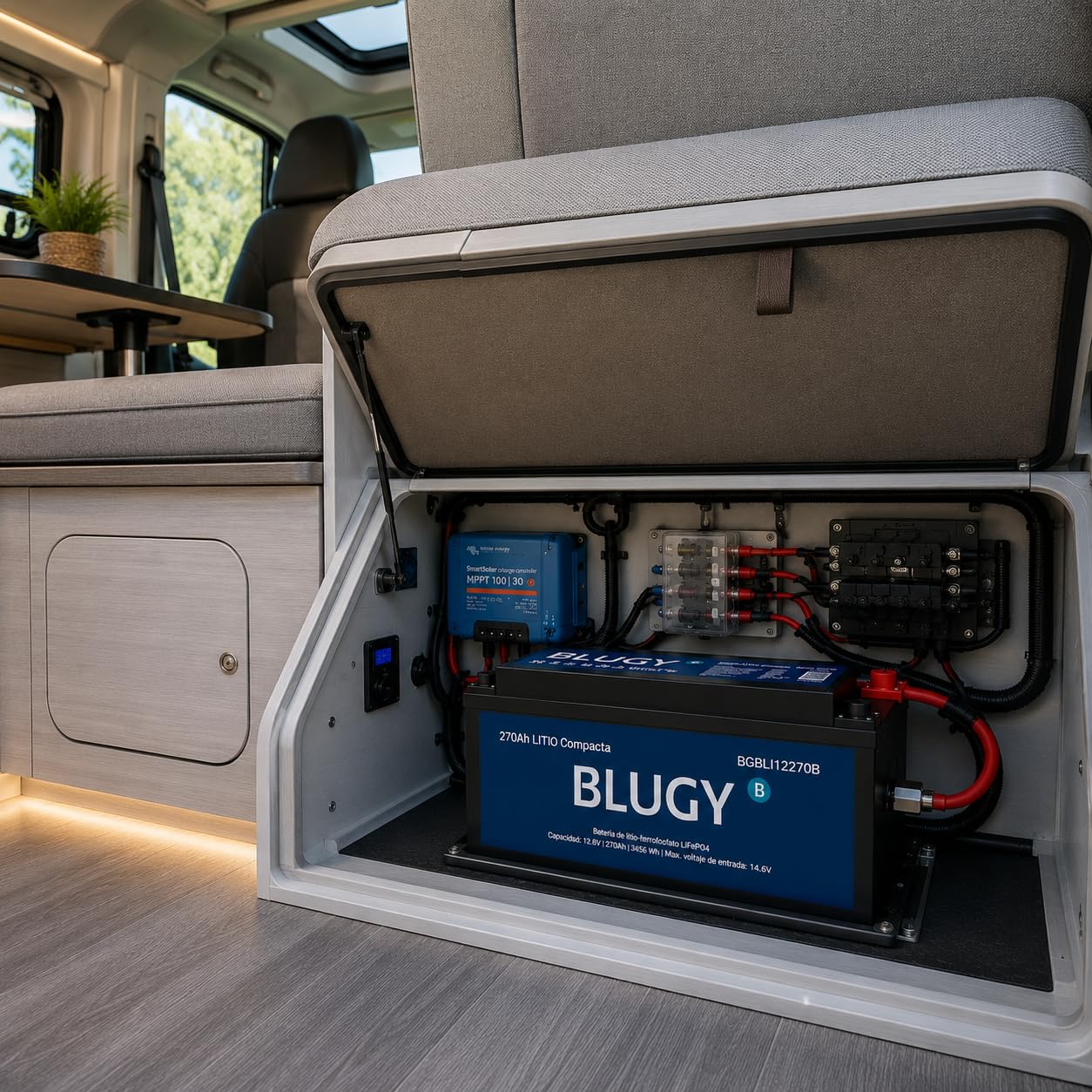 Batería de Litio LiFePO4 12V 270Ah para Autocaravana, Camper, Caravana, Barco y Vehículos Recreativos, Larga Duración +4000 Ciclos, Ligera y de Alto Rendimiento, con BMS