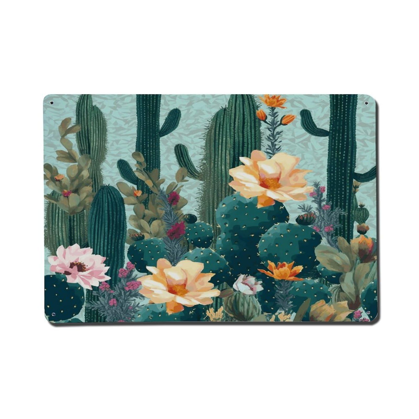 Adfgyerh Style Summer Floral Cactus Metal Signs Funny, Aluminum Tin Sign Indoor Outdoor Decor, Vintage Signs For Home Office Kitchen Bar Cafe Garden Farmhouse Wall Decor