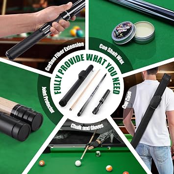 Premium Pool Cue Sticks Set, 58 Inch Billiard Cues Canadian Maple Wood Stick 13mm Tip 19 20 21oz with Pool Cue Case & Billiards Accessories for Professional Billiard Players Bar House Sports