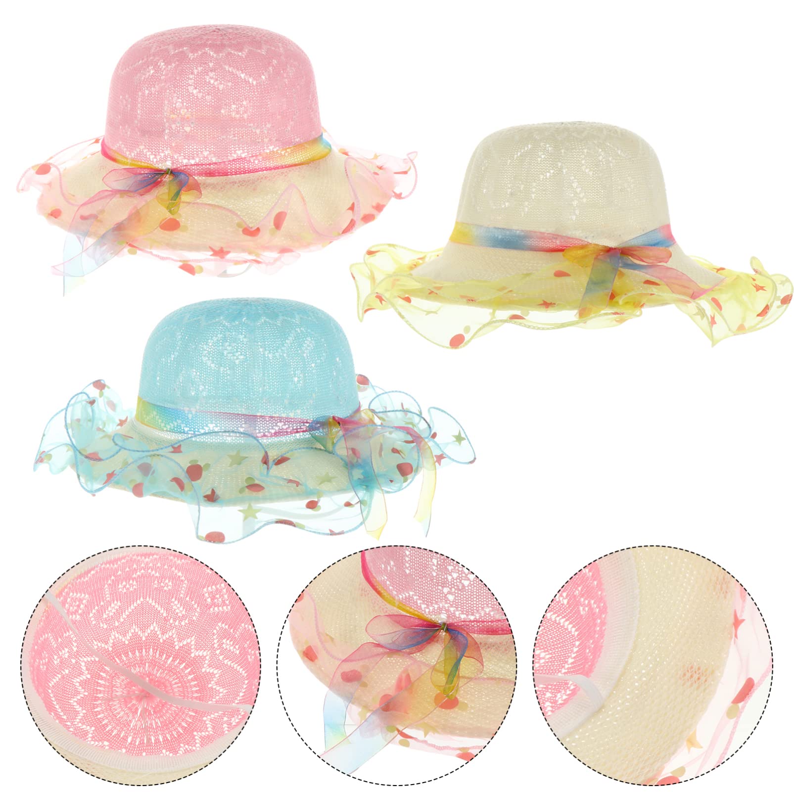 LIFKOME 3 Piezas de Sombrero Protector para Exteriores con Borde Ancho para Niños Y Niñas Gorra de Protección Solar Transpirable Diseño Adorable