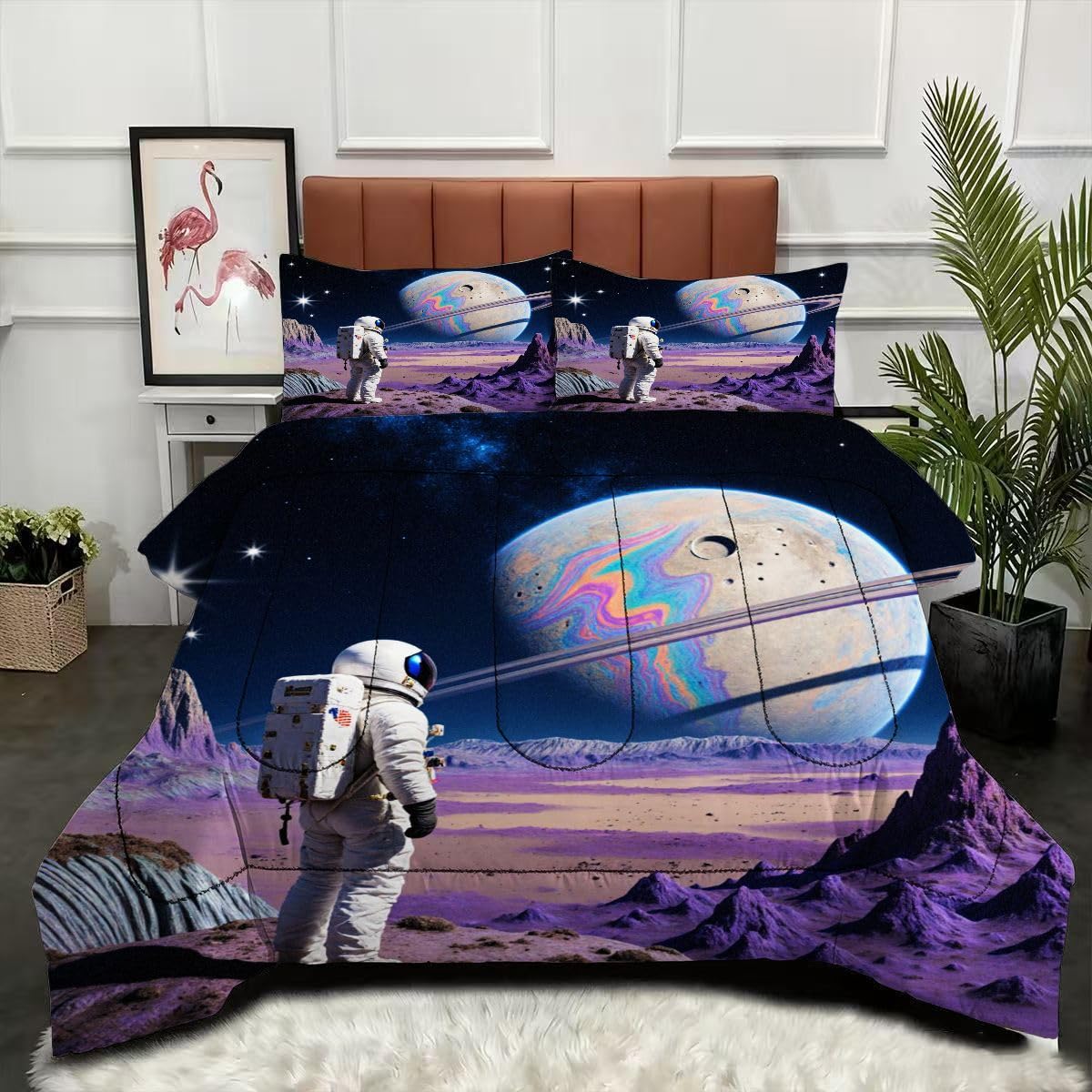 Couette 240x260 cm Astronaute légère et respirante pour des nuits douces et étoilées en duo