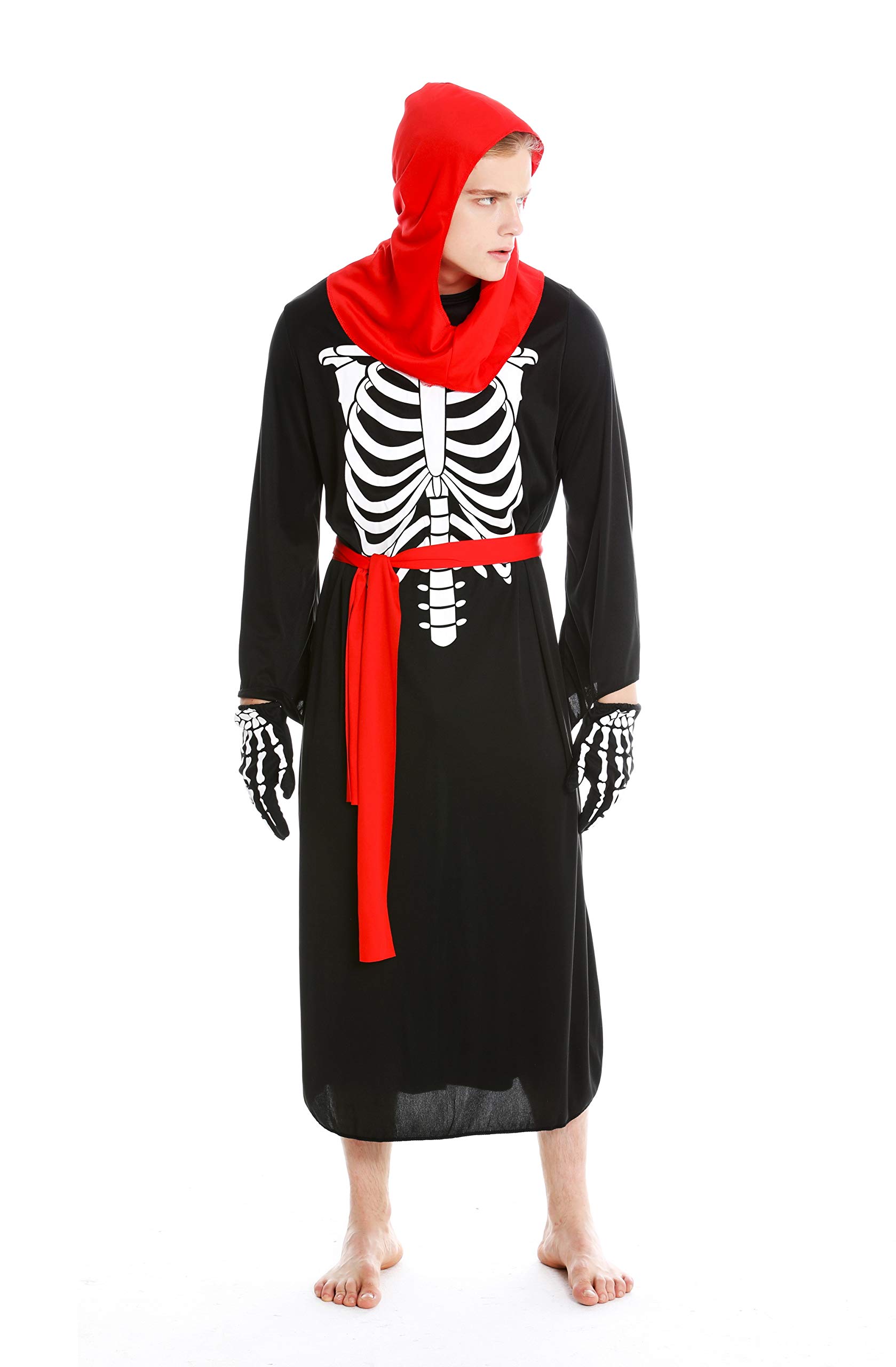 dressmeup - M-0072-M costume Halloween Fancy Dress men women skeleton undead bag of bones monk zombie executioner demon size M/L