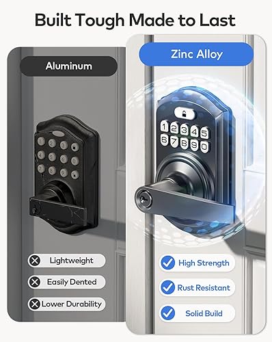 Miniatura 6 de TEEHO TE004 Cerradura de puerta con teclado de entrada sin llave con asa, cerradura electrónica digital inteligente para puerta interior con