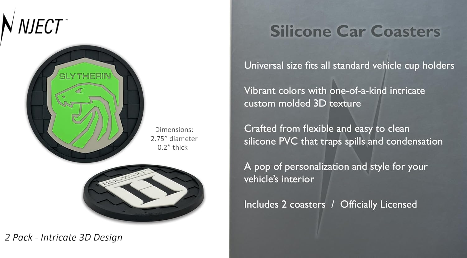 Hogwarts & Slytherin House Automotive Silicone Coasters Set of 2 image 5