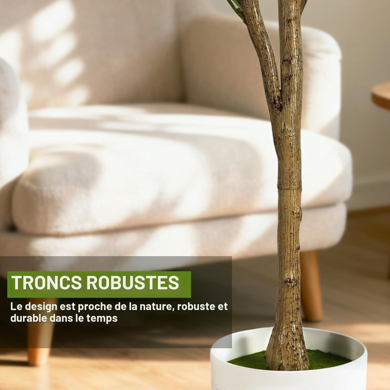 NZQXJXZ Olivier Artificiel 180 cm avec Lumières pour Maison Bureau | Plantes Artificielles Intérieur avec Pot & Panier, Fausse Plante Intérieur avec Tronc Naturel et Fruits Réalistes