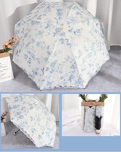 Miniatura 9 de Honeystore Parasol de viaje plegable Brolly Anti-UV Sombrilla Vintage