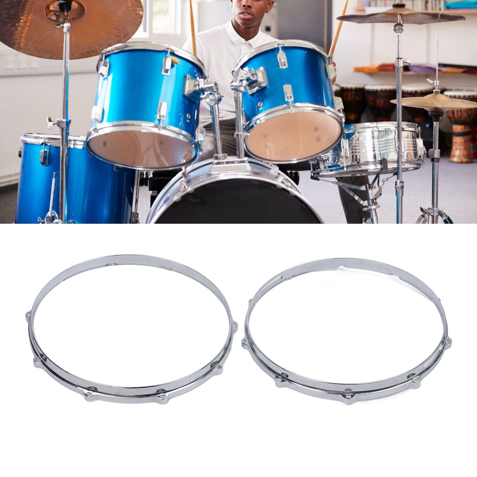 Cerchio per Batteria a 10 Fori da 2 Pezzi, Set di Cerchi per Batteria a Percussione Ludwig in Lega da 14 Pollici Miglioramento del Suono per Viaggi di Prestazioni