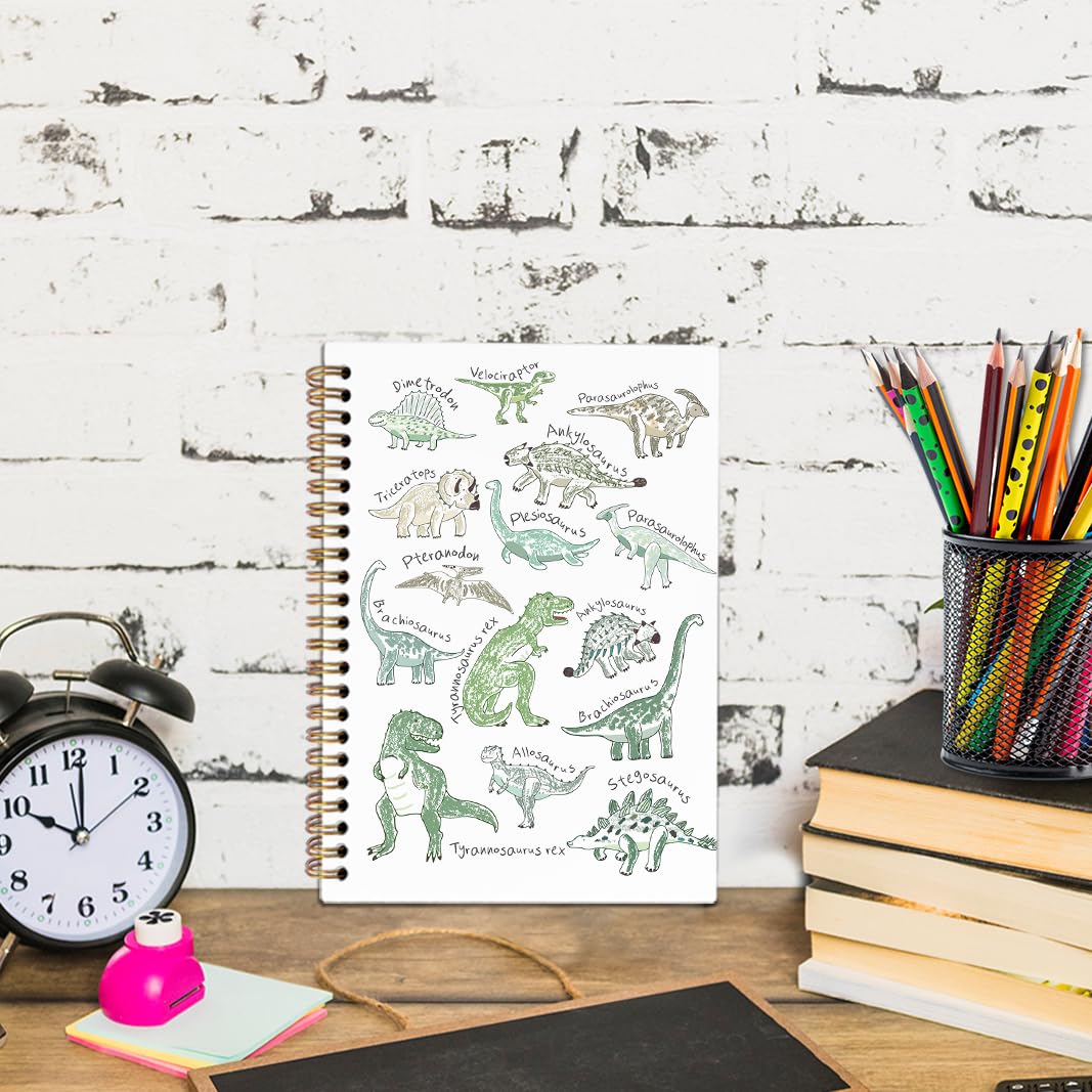 Notatnik spiralny z dinozaurem dla dzieci, pamiętnik z dinozaurami, pamiętniki z dinozaurami, dla chłopców, dzieci, uroczy dinozaur, artykuły biurowe, prezenty, 15 x 20 cm