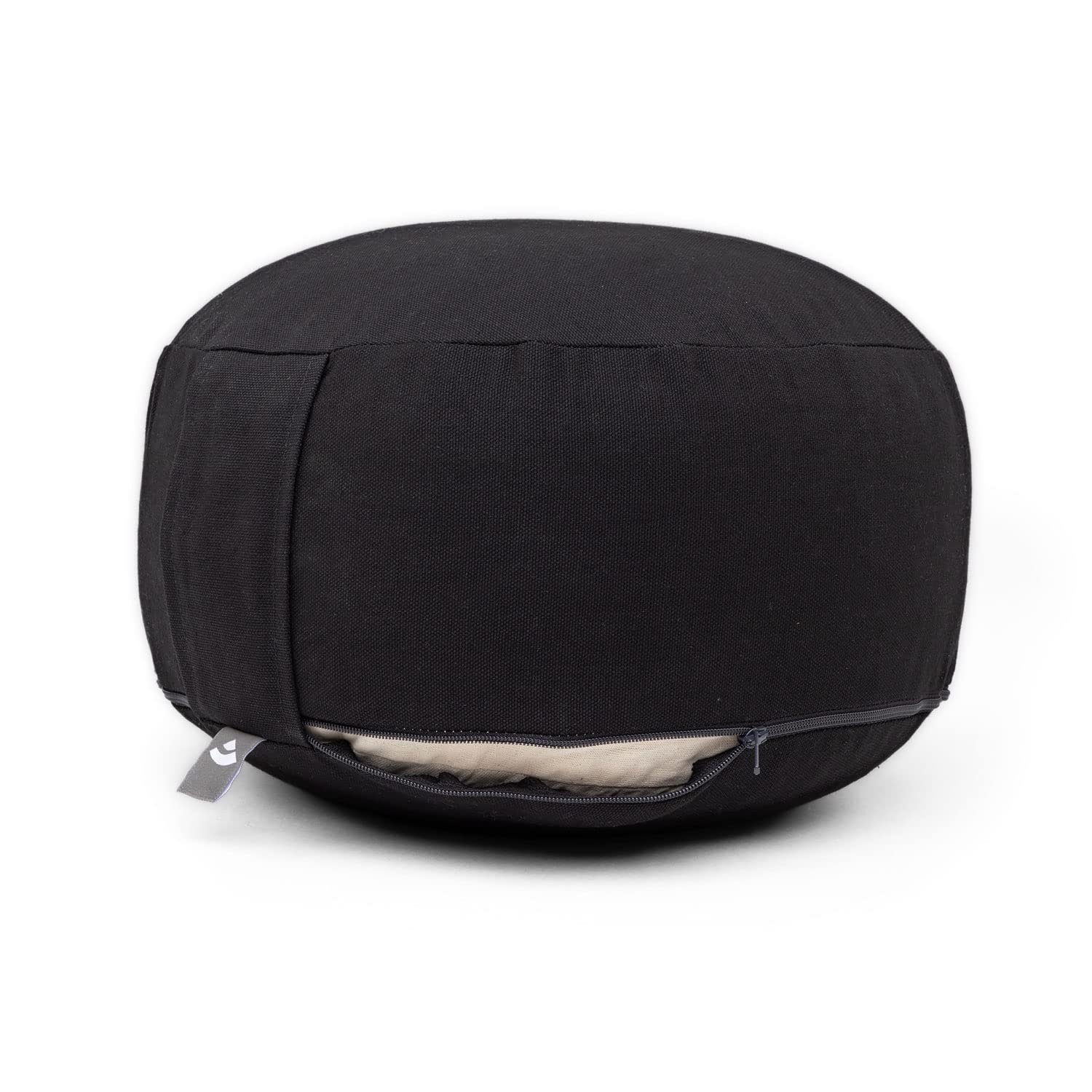 Bodhi Meditationskissen Rondo Basic | Klassisches Sitzkissen mit Dinkelfüllung | Kissen mit abnehmbarem Bezug aus 100% Baumwolle | Bodenkissen zur Meditation | Höhe ca. 20 cm | schwarz