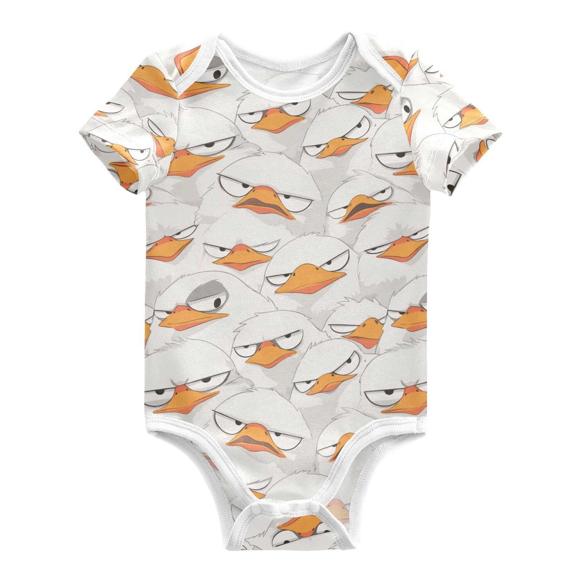 Cartoon Albatross White Boys Clothes Short Sleeves Cotton Girls Clothes Sets 3M