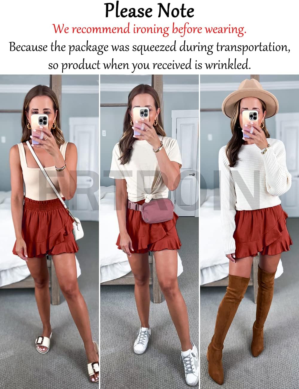 FRTROIN Skorts Skirts for Women Fashion Mini Wrap Skirt Flowy Linen Cotton High Waisted Shorts for Summer - Image 2