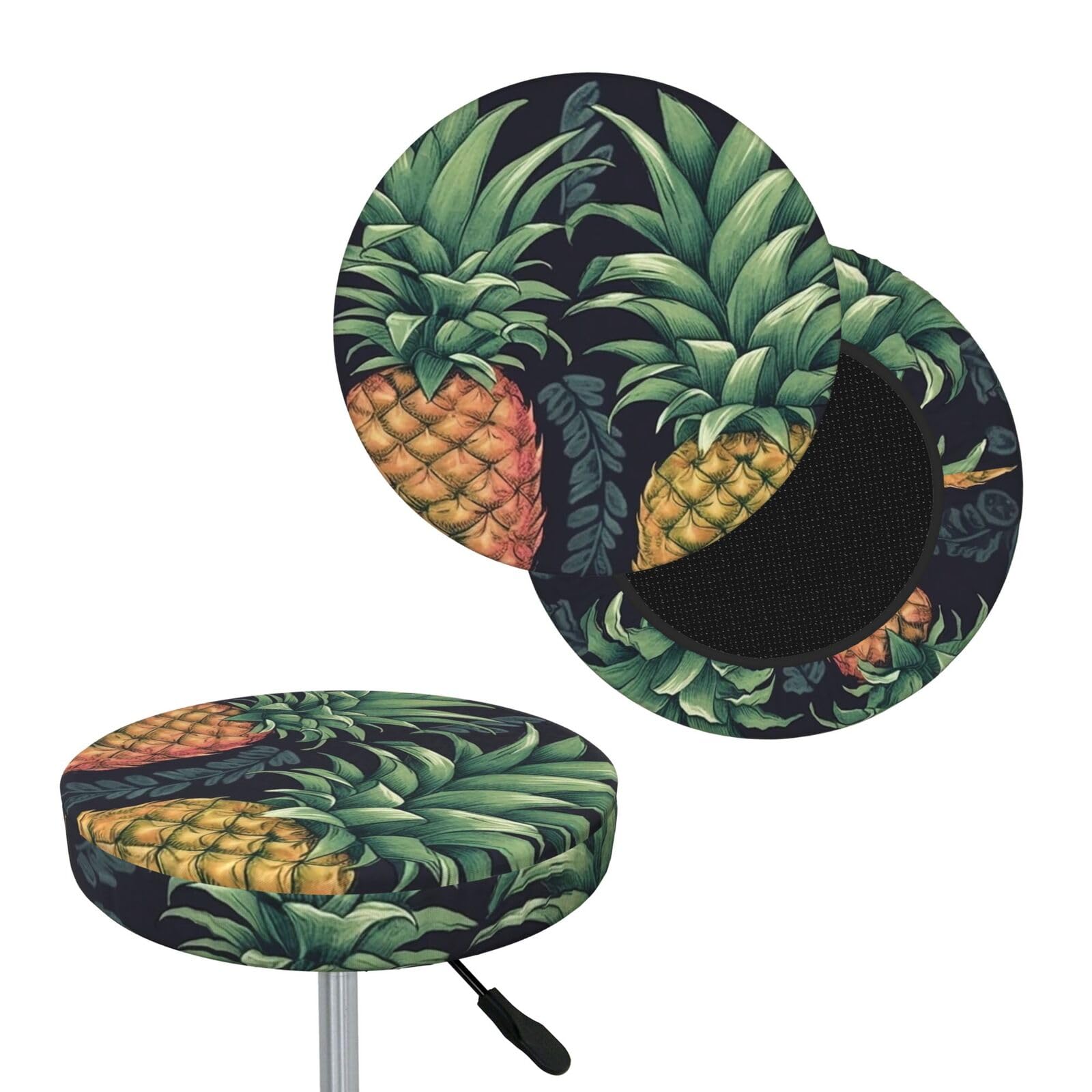 NONHAI Pineapple Bar Stool Cover Round Elastic Stool Cushion Covers Dustproof Bar Chair Cover Washable Stool Cushion Slipcover Stretch Stool Seat Covers for 12-14 Inch Chair