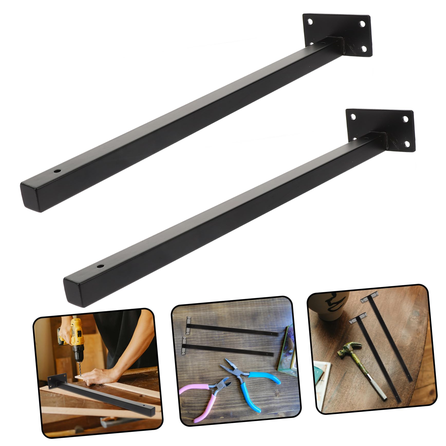 NUOBESTY 4pezzi Staffa Per Cartello Sospeso in Acciaio Inox Supporto Per Mensole Galleggianti Nero Staffe Di Rinforzo Per Mensole Ferramenta Per Montaggio Parete Compresa