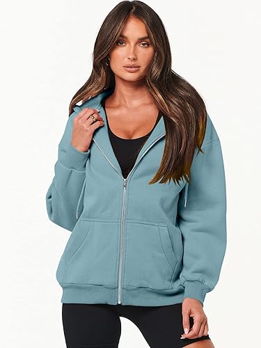 Miniatura 2 de ANRABESS Sudaderas con capucha y cremallera para mujer, de manga larga, sudaderas de gran tamaño, forro polar Y2K, con bolsillos, ropa de otoño