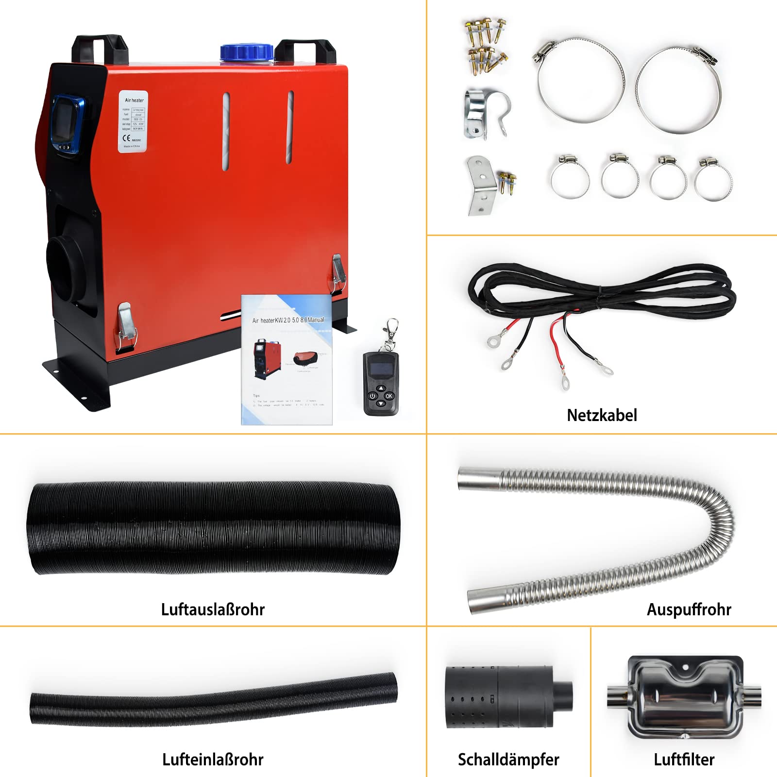 NAIZY Diesel Luchtverwarmer 12V 8KW Diesel Standkachel met LCD-scherm