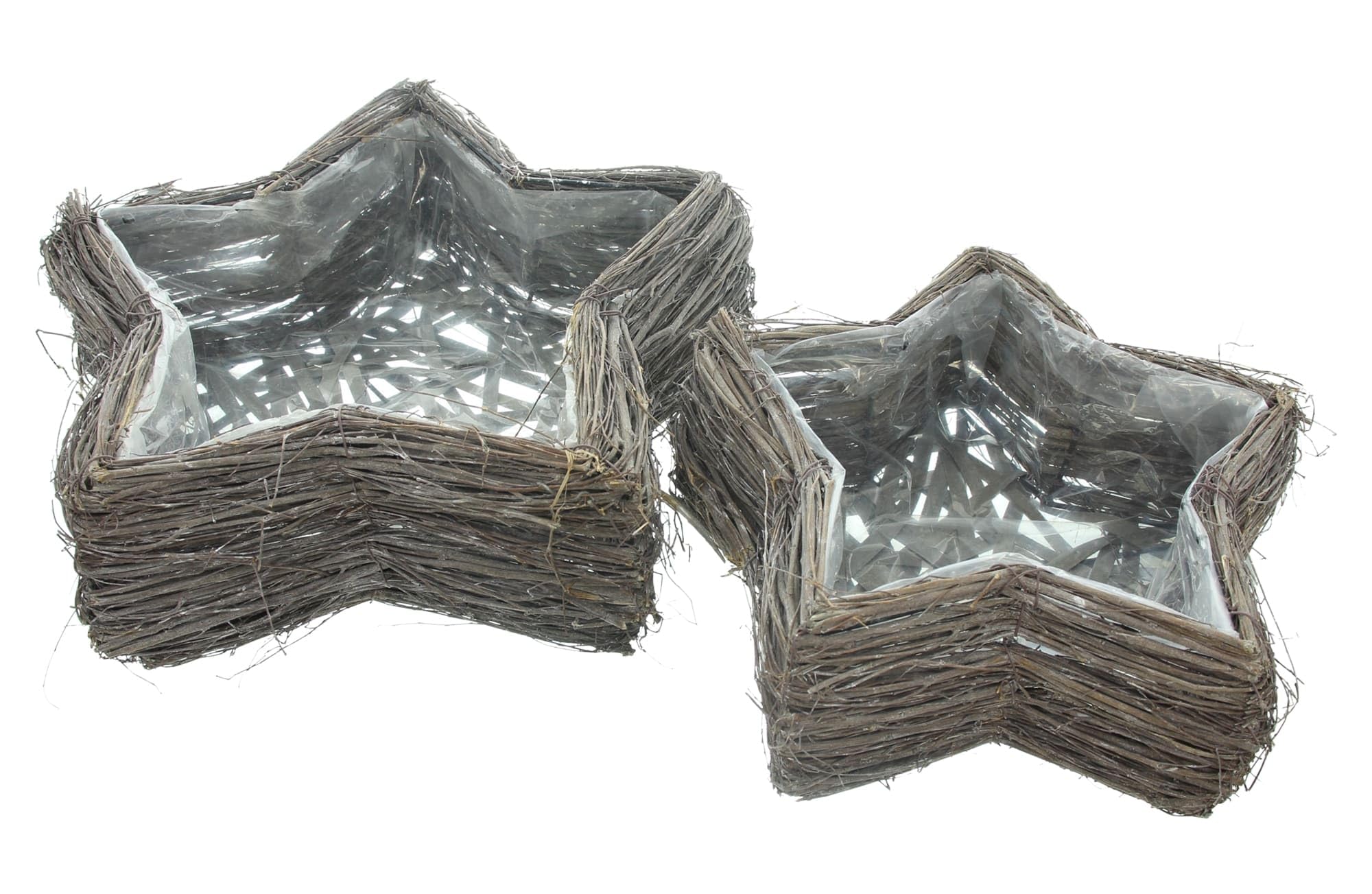Dekoleidenschaft Lot de 2 paniers à plantes en forme d'étoile - Diamètre : 30 + 40 cm - Pot de fleurs fait à la main - Panier pour plantation