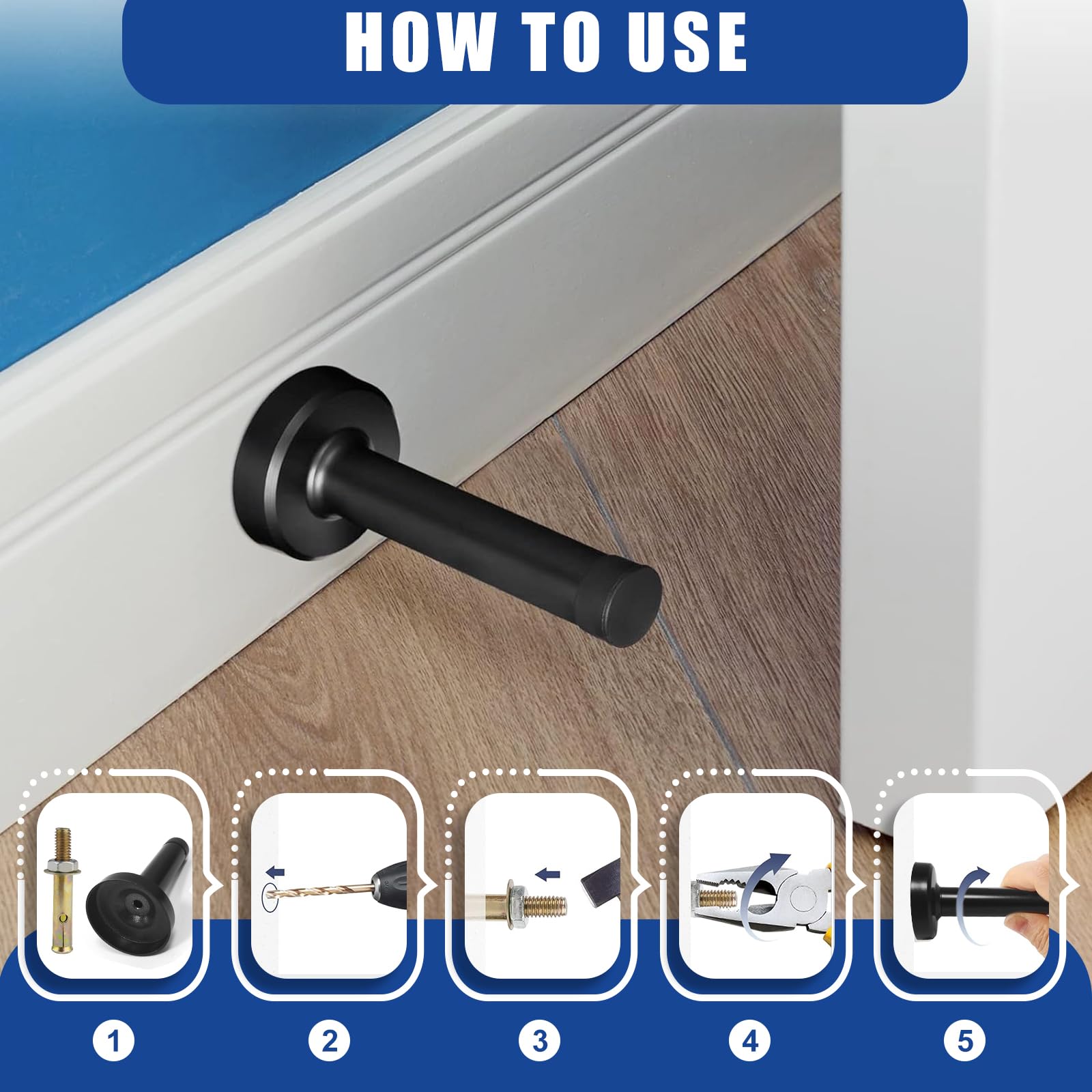 WZhtuzi Lot De 3 Butoirs De Porte Muraux En Acier Inoxydable