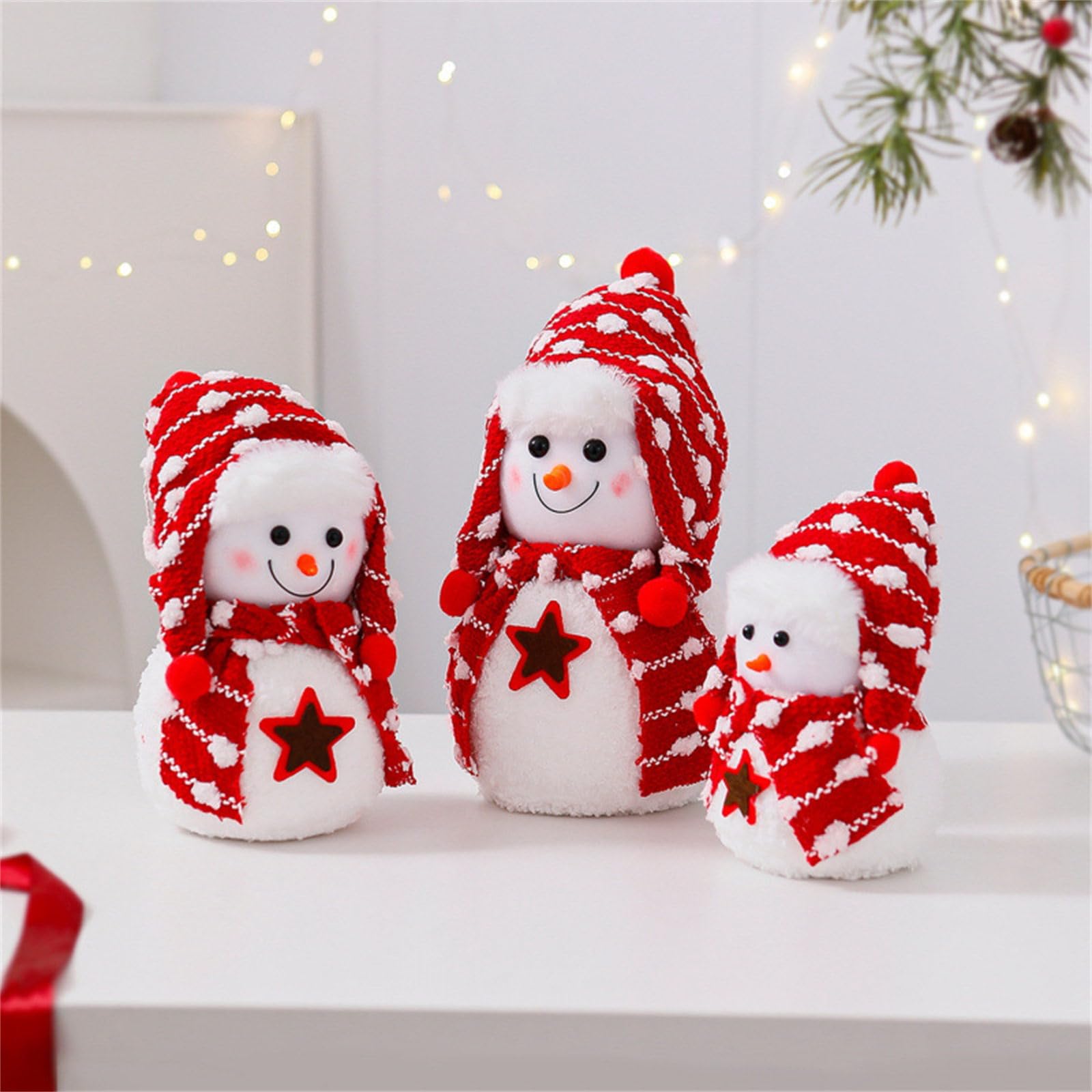 Poupée bonhomme de neige en peluche - Ornements de bureau - Jolies décorations de Noël pour l'extérieur et l'intérieur - Pour les vacances, les festivals, les mariages - Décoration de table en peluche