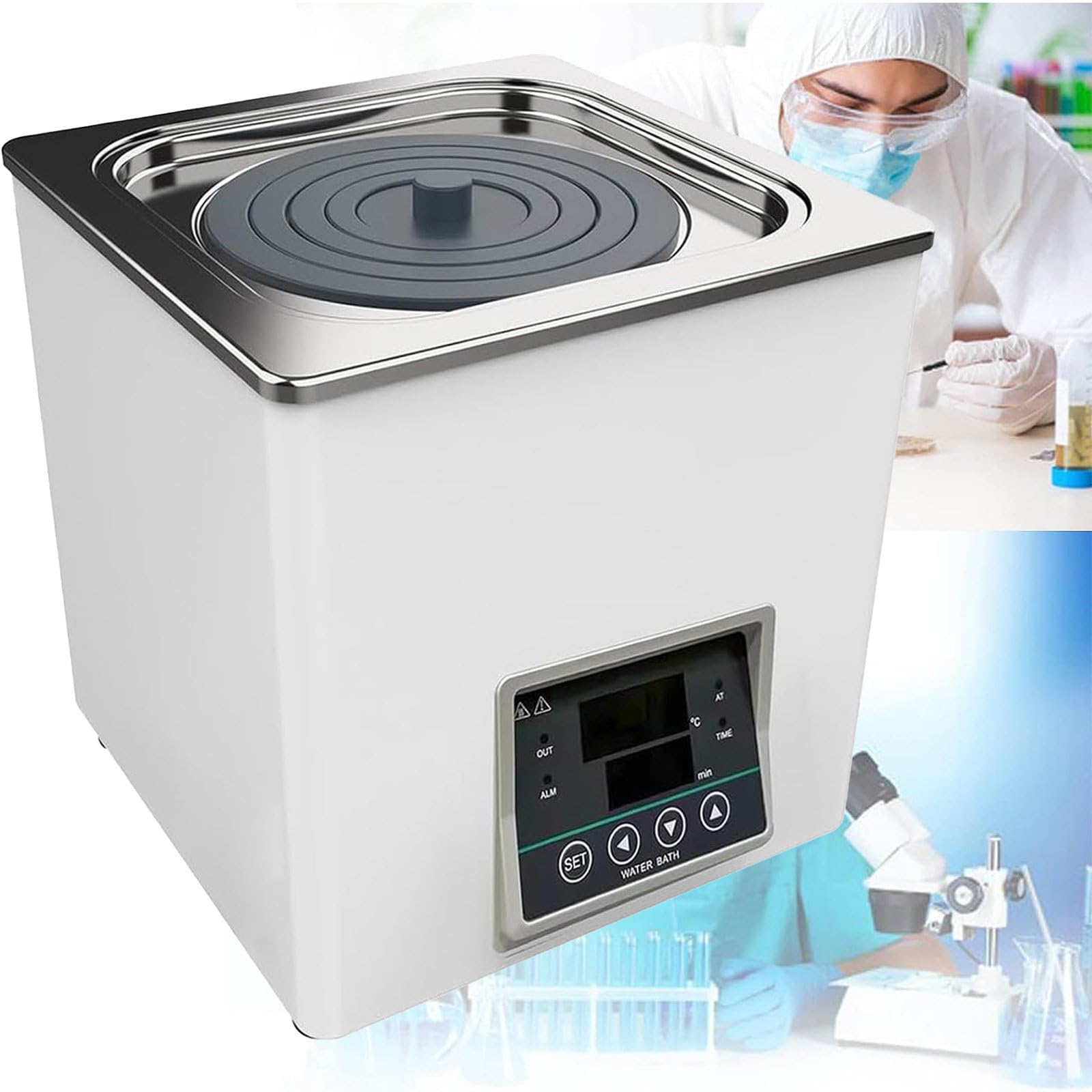 Cyfrowa termostatyczna kąpiel wodna, naukowe ogrzewanie, kąpiel wodna o stałej temperaturze, wyposażenie laboratoryjne, kroki od 0,1 °C (pojedynczy otwór, 300 W)