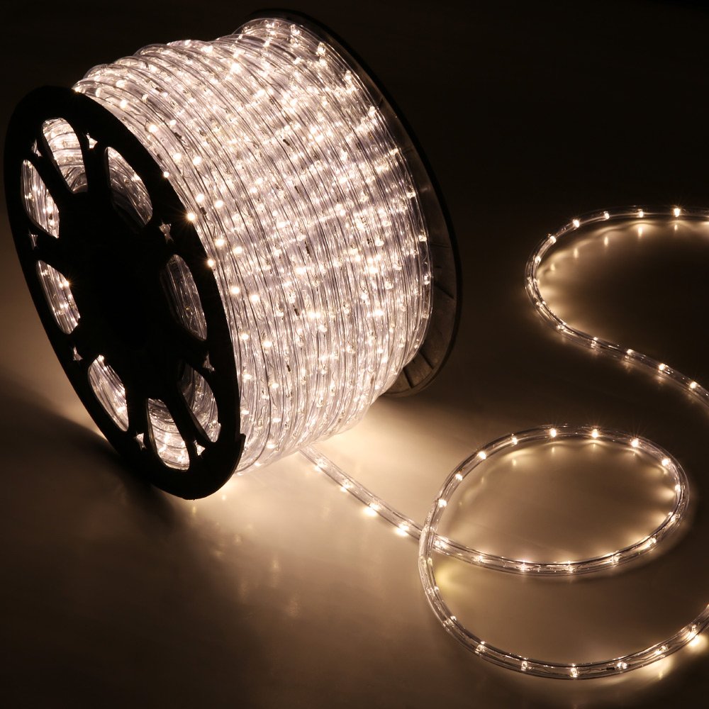 WYZworks 150 feet Warm White LED Extendable Rope Lights for Accent Holiday Christmas Xmas Tree Party Decoration Lighting | ETL Safety Certified - 10, 25, 50, 100, 150, 300 ft
