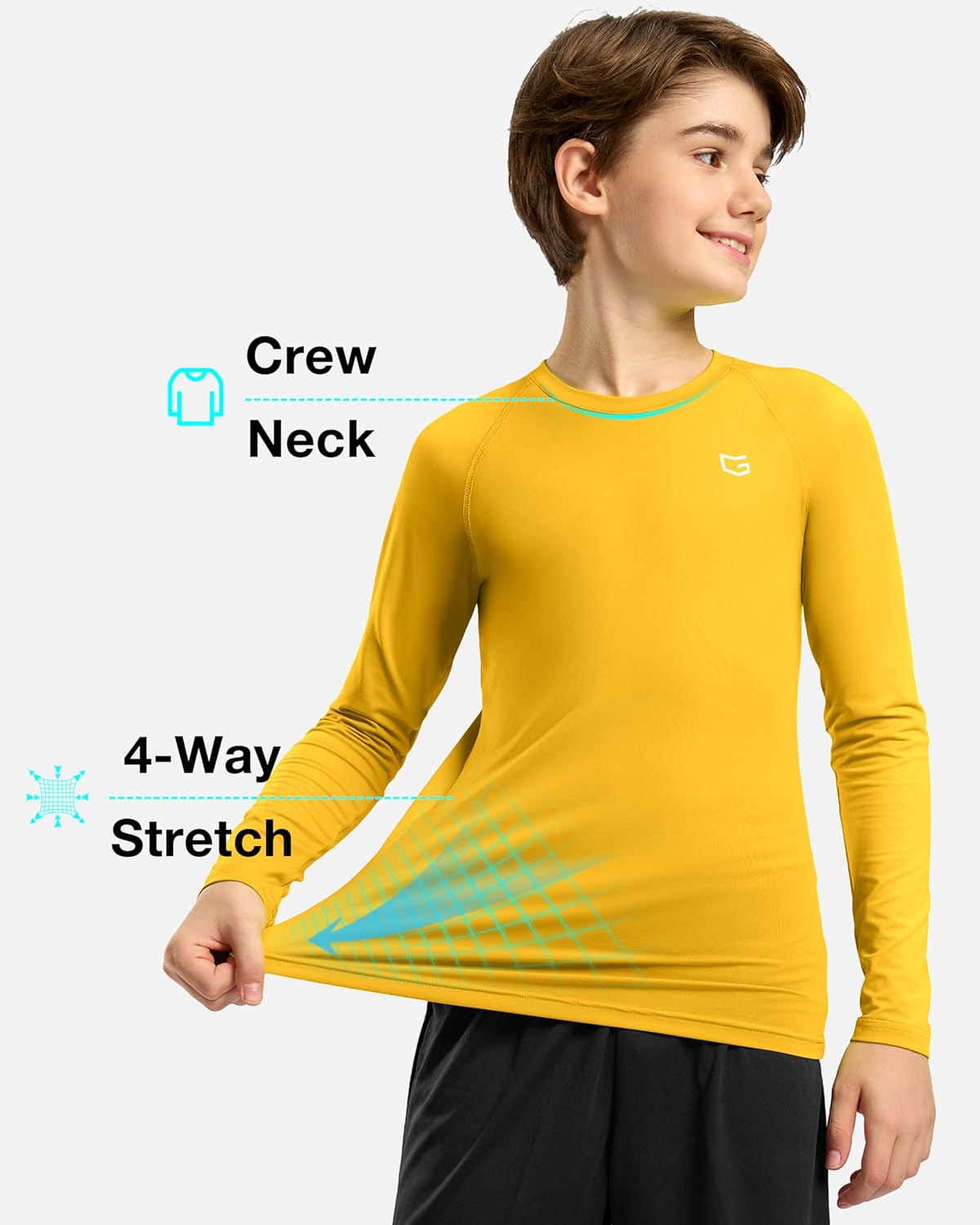G Gradual Boys Youth Compression Shirt Long Sleeve Football Baseball Undershirt Quick Dry Sports Base Layer for Boy - Image 5