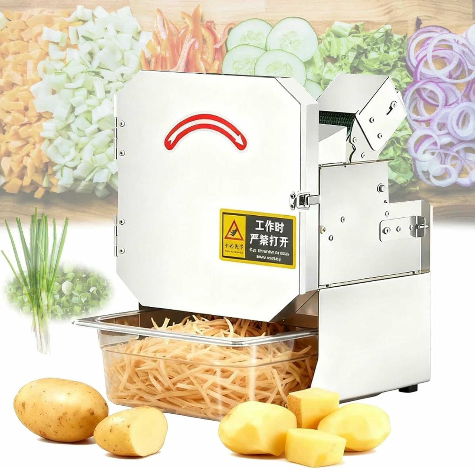 Tagliaverdure automatico, tritaverdure elettrico, compatto, multifunzione, per tagliare e affettare in modo efficiente