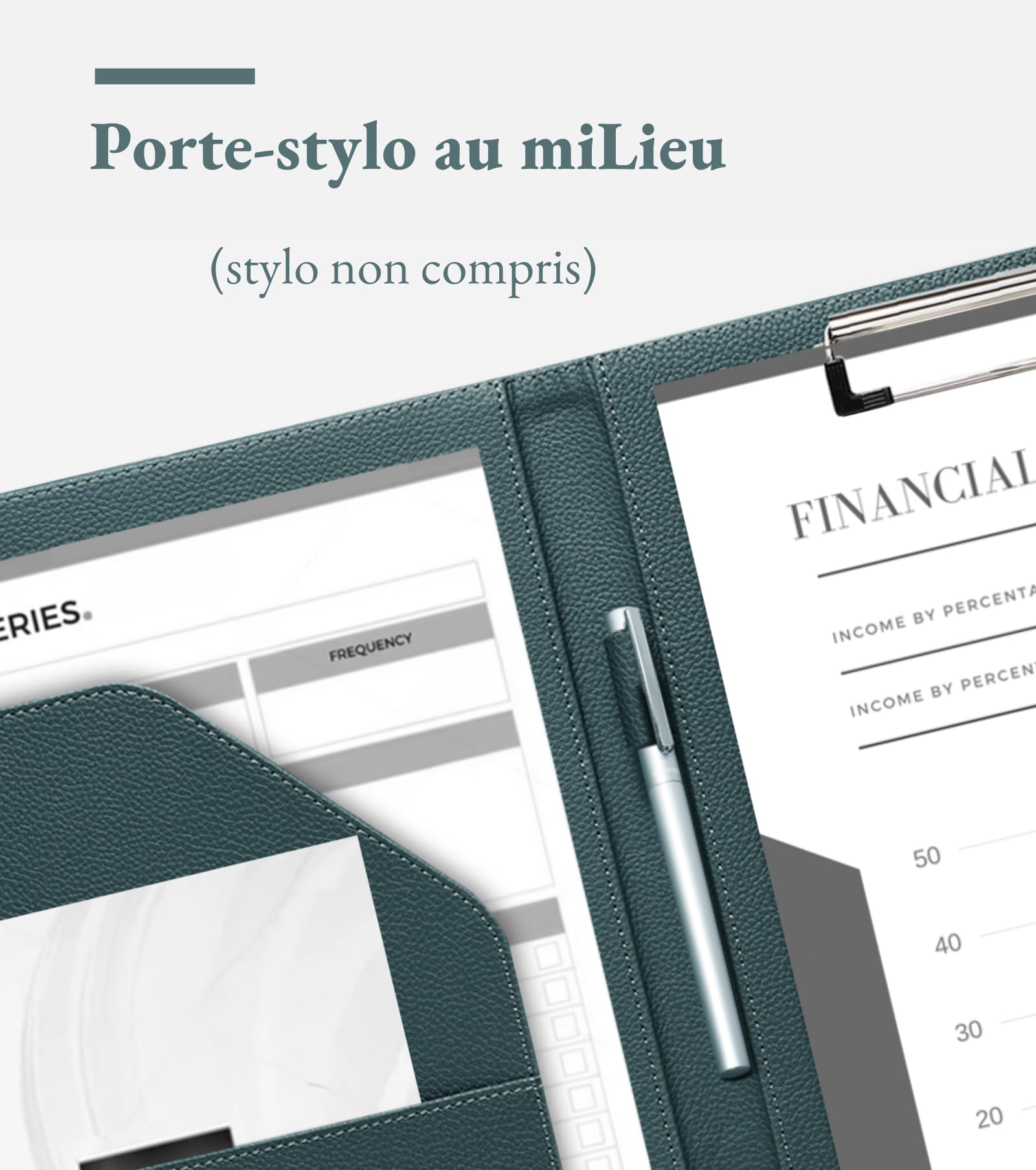 Mymazn Porta Documenti A4, Porta Documenti in Fodero, Pochette Porta Documenti, Porta Blocco A4, Organizzatore per Documenti, Trieur, Portfolio con Pianelle, Porta-moduli (Grigio Verde)