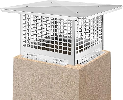 VEVOR Tapa de chimenea, tapas de combustión de 13 x 13 pulgadas, cubierta de chimenea de acero inoxidable 304, protector de chispas de metal