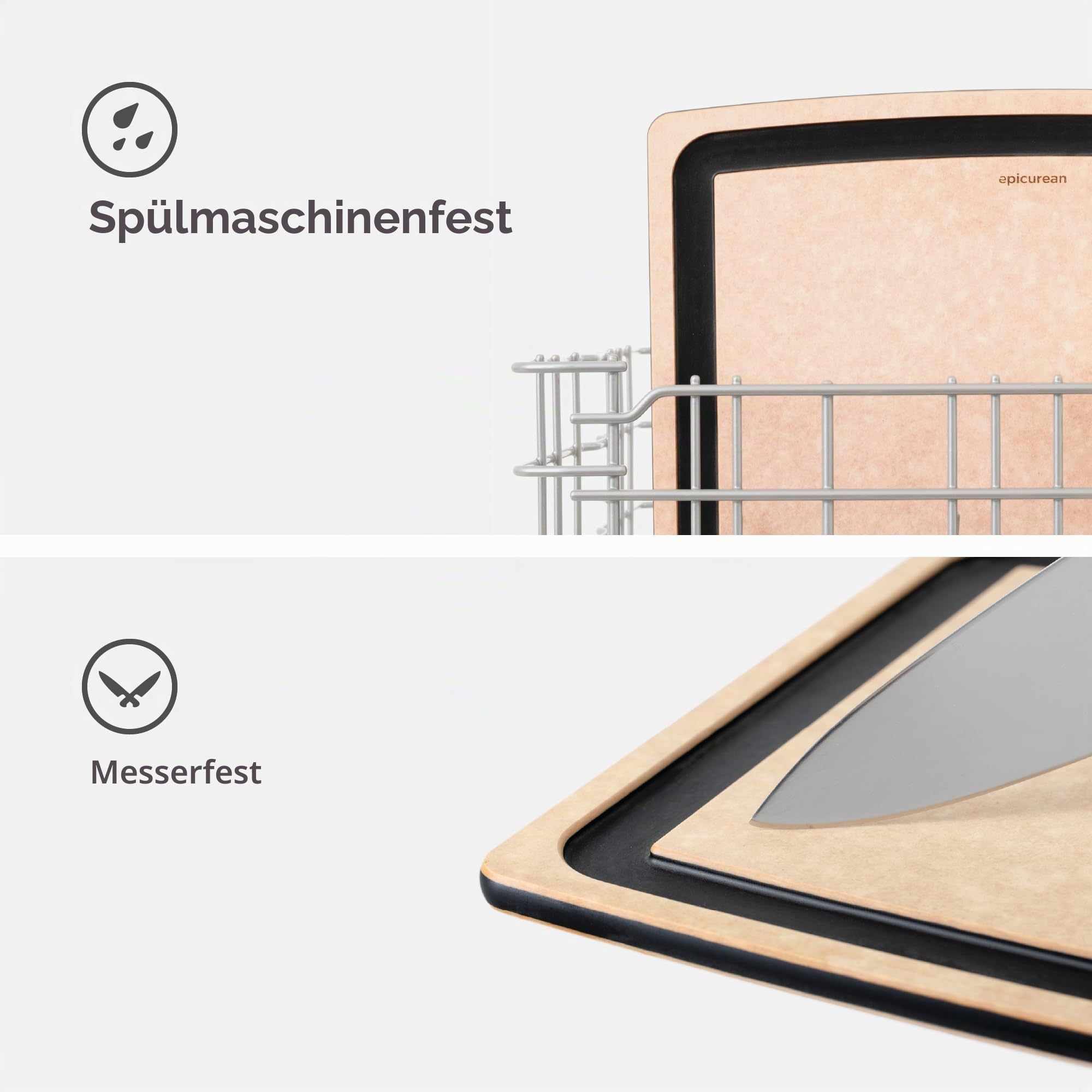 Epicurean Gourmet 96020 Schneidebrett mit Saftrille, 38 x 28 x 1 cm
