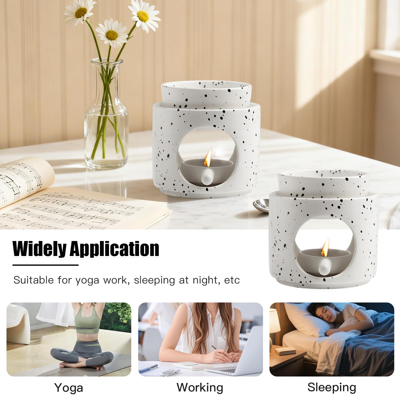 Lampa zapachowa typu tealight, ceramiczna lampa zapachowa z uchwytem na podgrzewacze, lampa zapachowa do olejków eterycznych, lampa zapachowa z łyżeczką do świec, kadzidełka, lampa