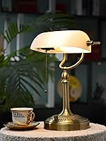 Vista 3 de Newrays Lámpara de escritorio de banqueros de vidrio mate blanco, lámpara de mesa regulable continua para estudio, oficina en casa, biblioteca