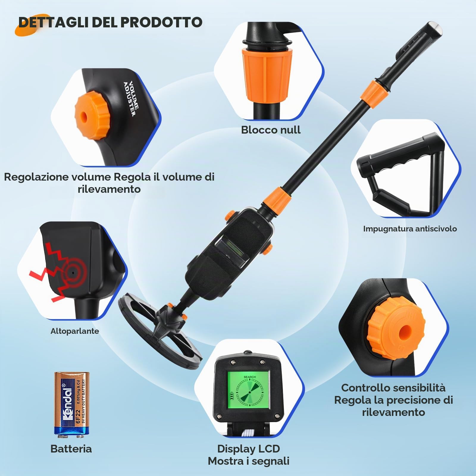Metal Detector Bambini, Metal Detector per Bambini con Display LCD e Indicazione SUONO,ad alta Precisione con Bobina di Ricerca Impermeabile IP68, per Bambini o Principianti(Con Accessori)