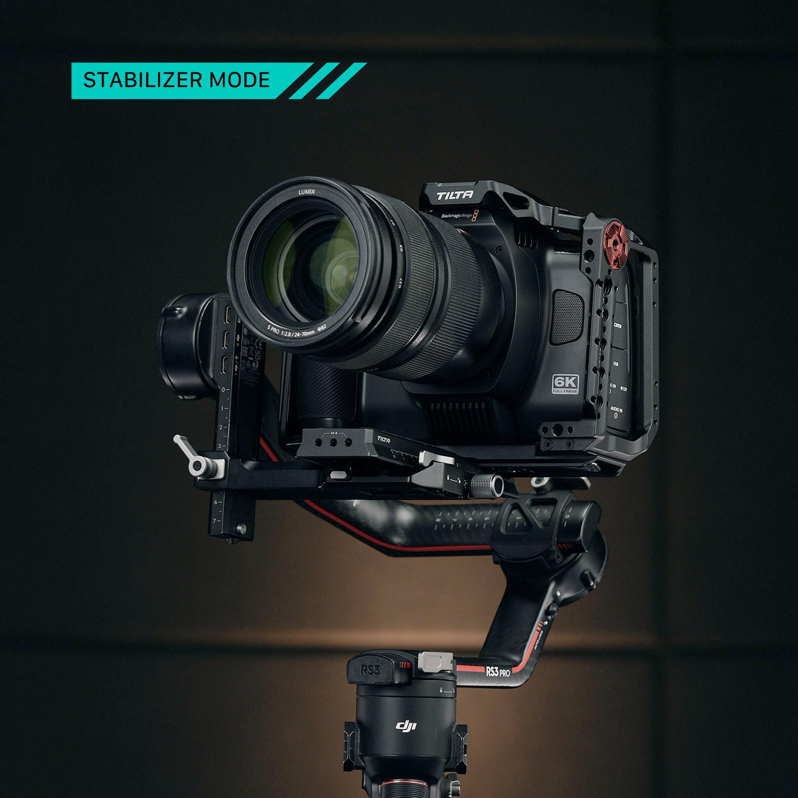 Jaula de cámara completa para BMCC 6K | Múltiples roscas de 1/4"-20 con puntos de localización | Receptores de zapata fría | Roseta Arri | Riel NATO | Protector | TA-T64-FCC-B (negro, jaula completa)