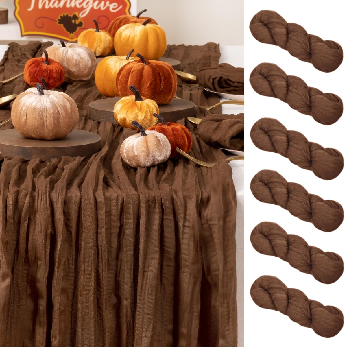 Amazon.com: DeZerlor 6 Pack Fall Table Runner Brown Thanksgiving ...