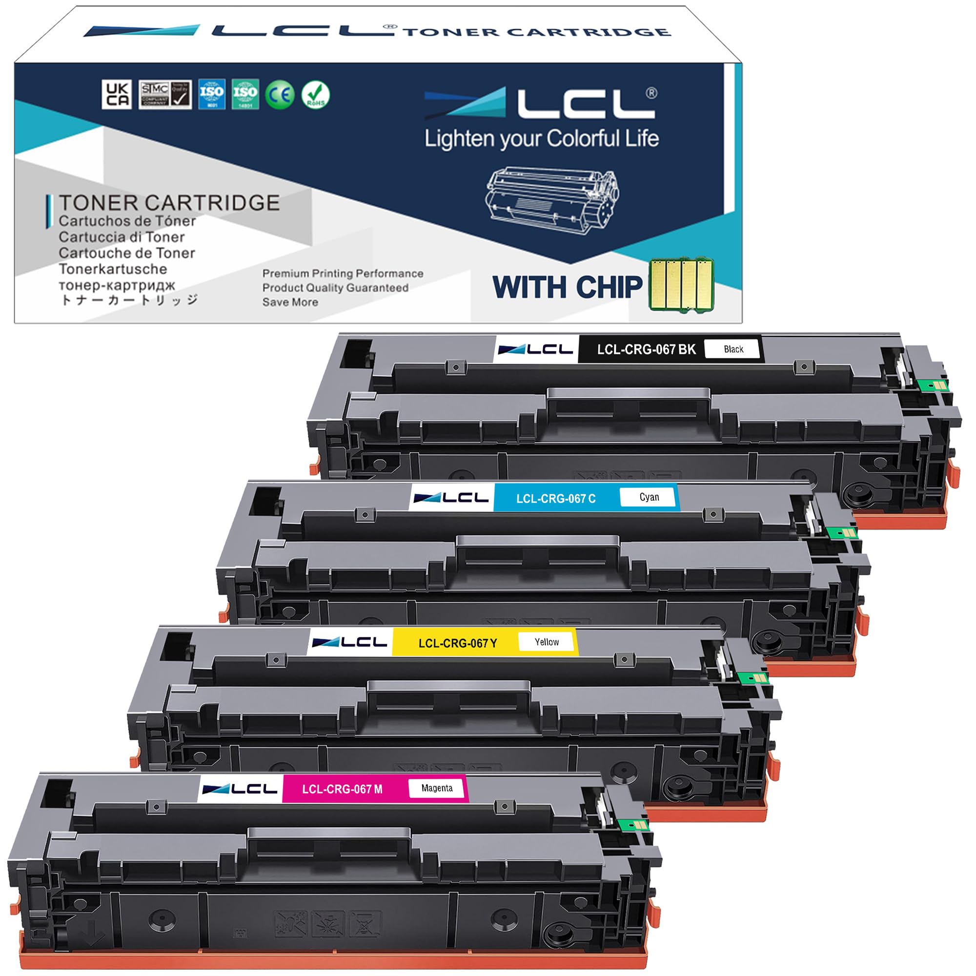 LCL 067 z chipem kasety z tonerem kompatybilne z Canon 067 067h kompatybilne z Canon i-SENSYS LBP631Cw LBP633Cdw MF651cw MF655Cdw MF657Cdw (czarny cyjan magenta żółty, 4-opakowanie)