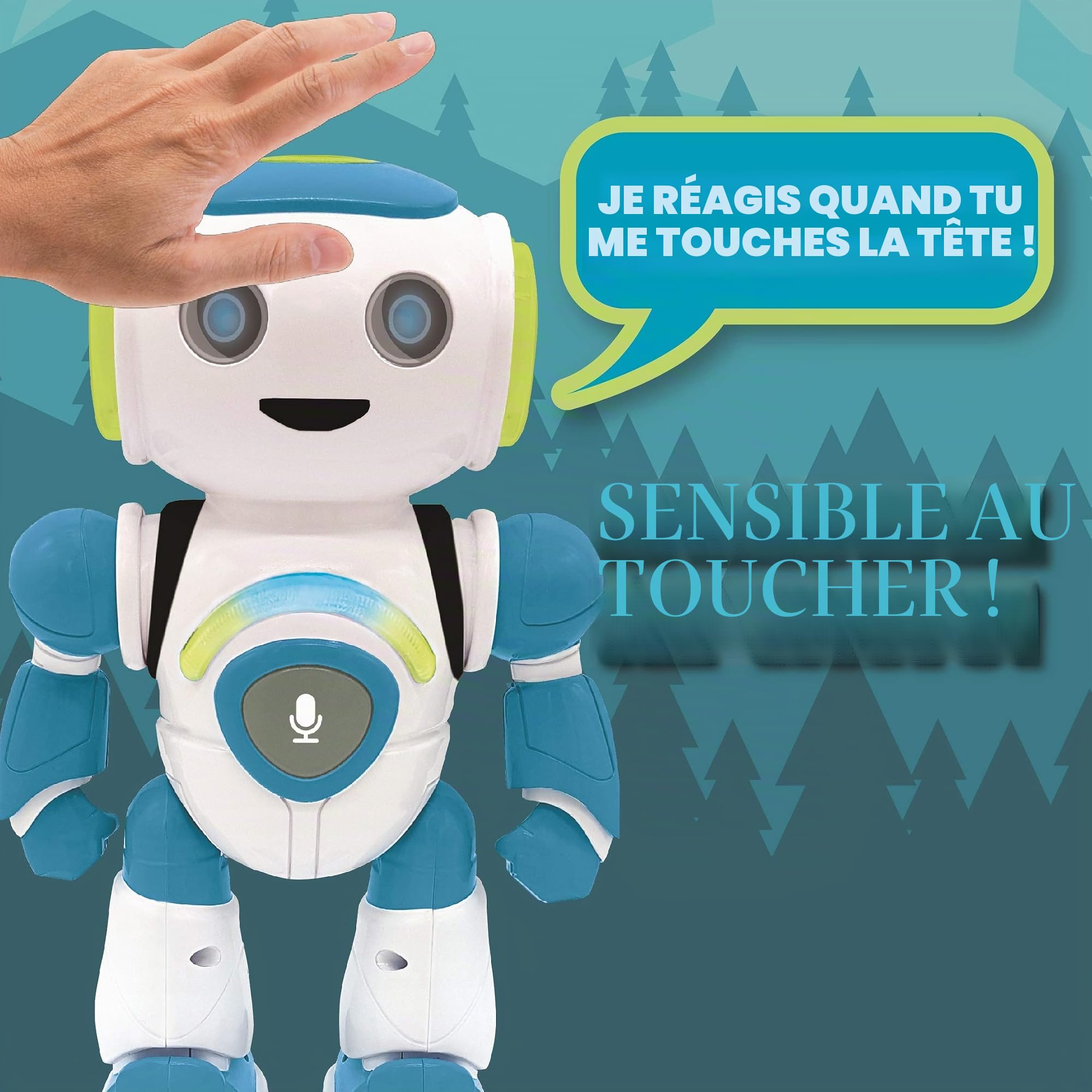 Lexibook,Robot Intelligent Powerman Junior éducatif et interactif,lit l'esprit, Danse,Joue de la Musique,répète Les Phrases,télécommande, Jouet à partir de 3Ans, version Espagnole Bleu/Blanc (ROB20ES)