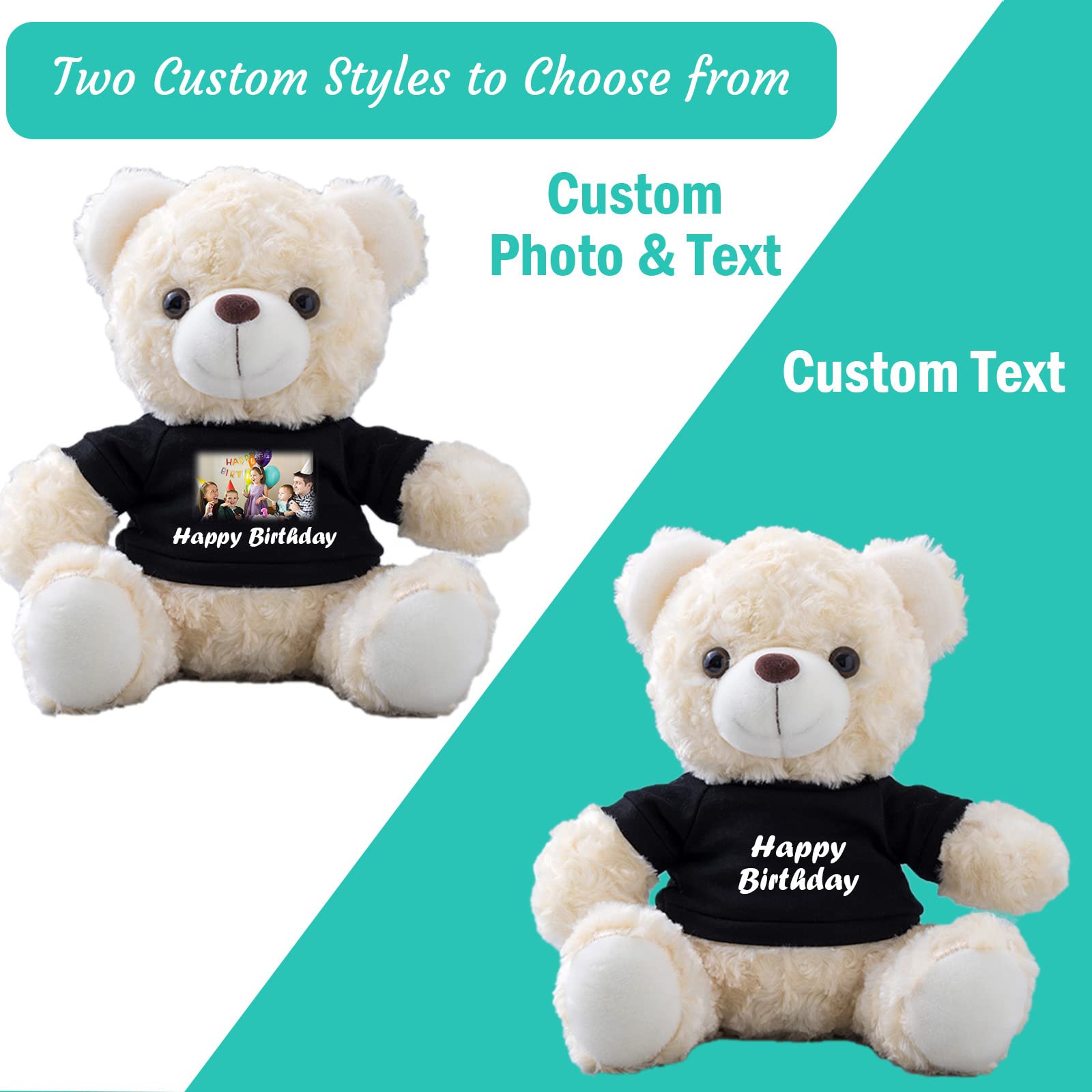 Personalized Teddy Bear - Custom Text On T-Shirt, 10 Inch White, Perfect Gift For Any Occasion - View #4