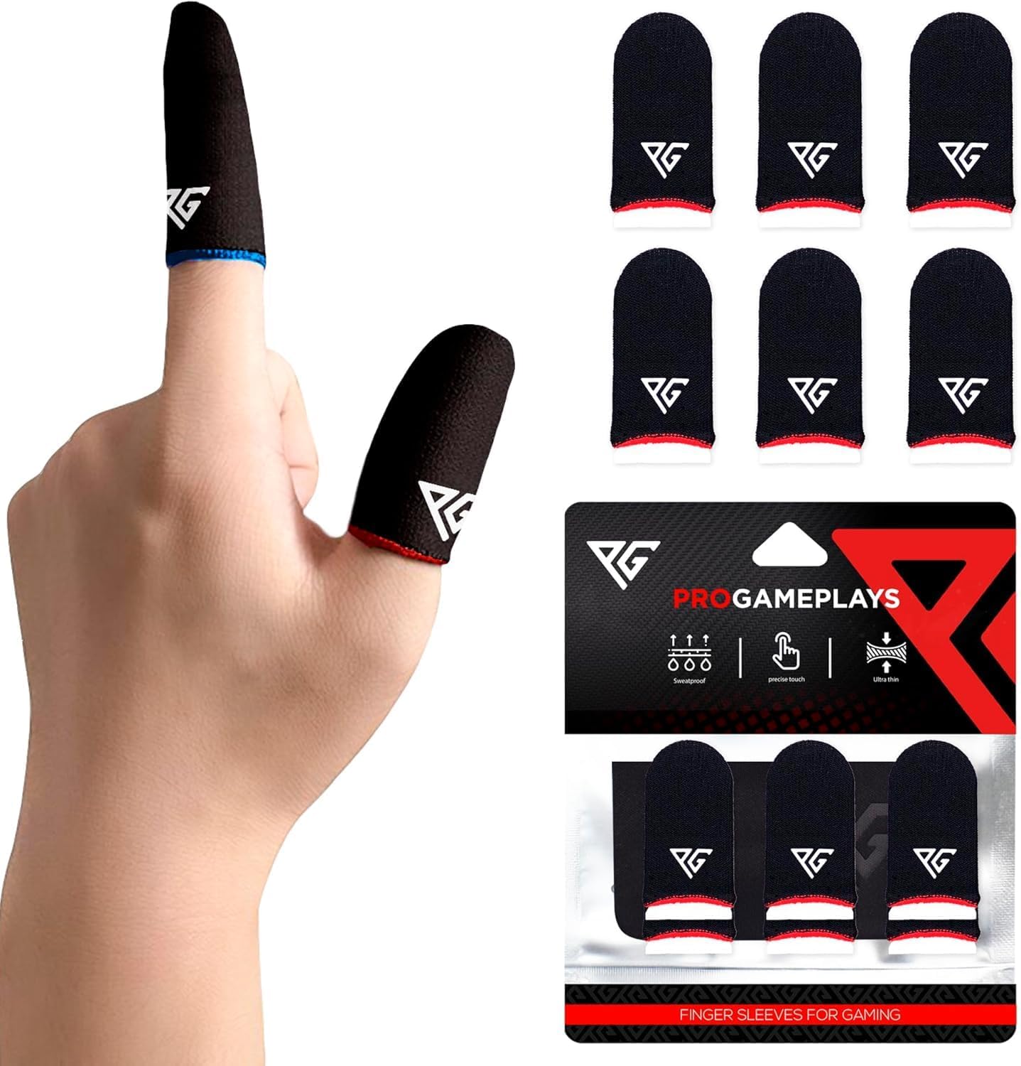 Progameplays Small Size Finger Sleeves for Gaming, Pubg Cod Mobile Phone, Breathable, Anti Sweat, Anti Dryness, Gaming Phone Compatible, Ultra Sensitive Finger Gloves (Blue)