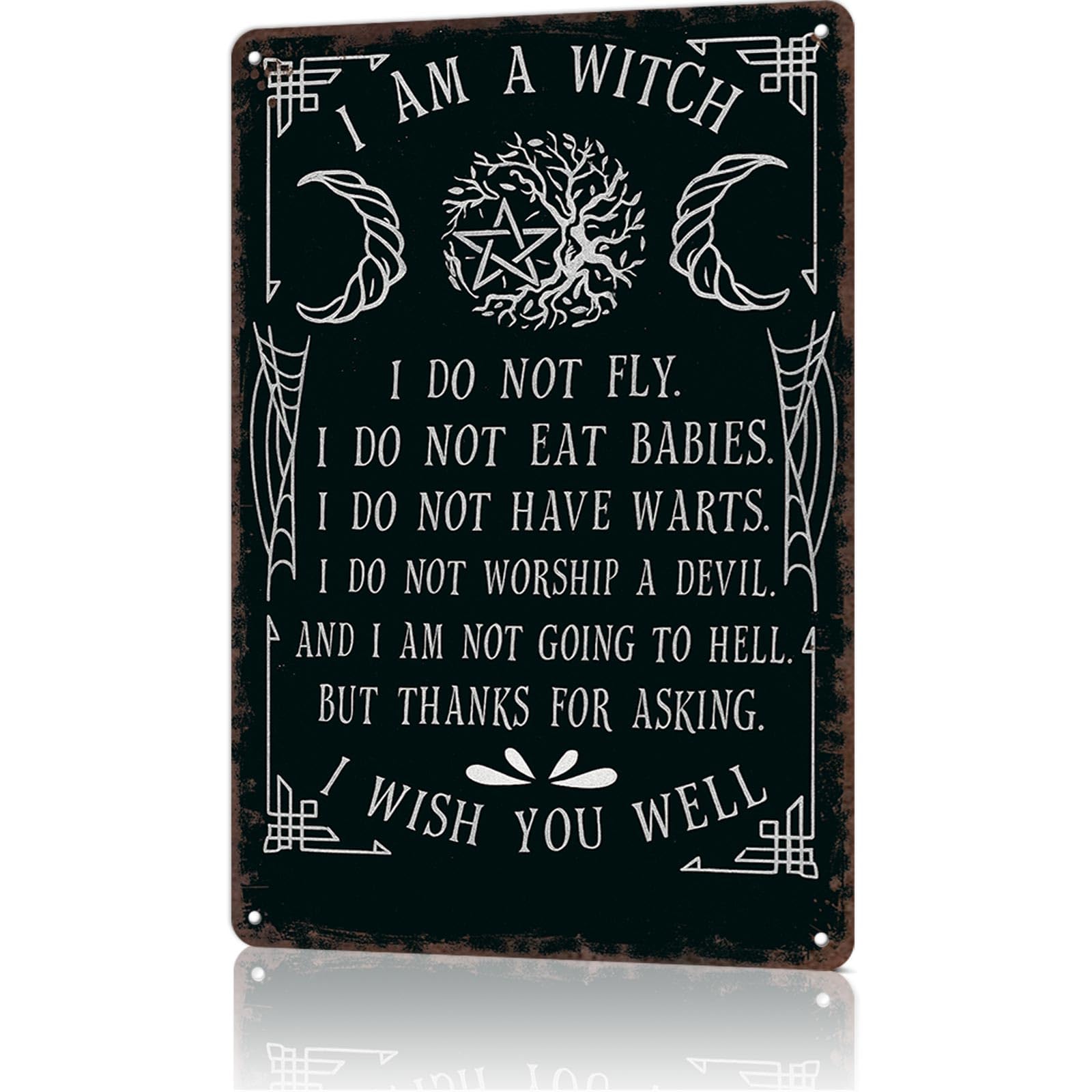 KWQDOZF Funny Metal Sign Witchy Metal Sign - Magical Quote Poster Wall Art for Office Dorm bedroom Bar Garage Decor 8X12inch