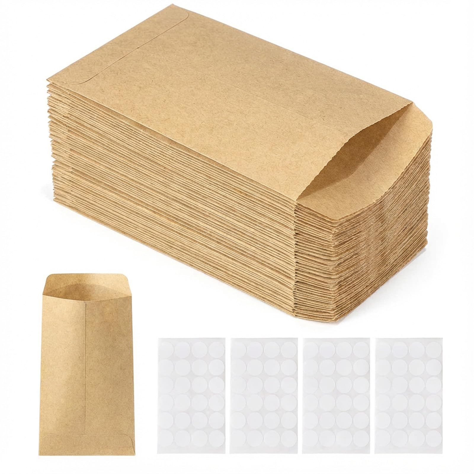 Carehabi Małe torebki papierowe, 9 x 13 cm, 100 sztuk, mini papierowe torebki z papieru typu kraft, brązowe, na upominki imprezowe, słodycze, kartki świąteczne, monety, kalendarz adwentowy do