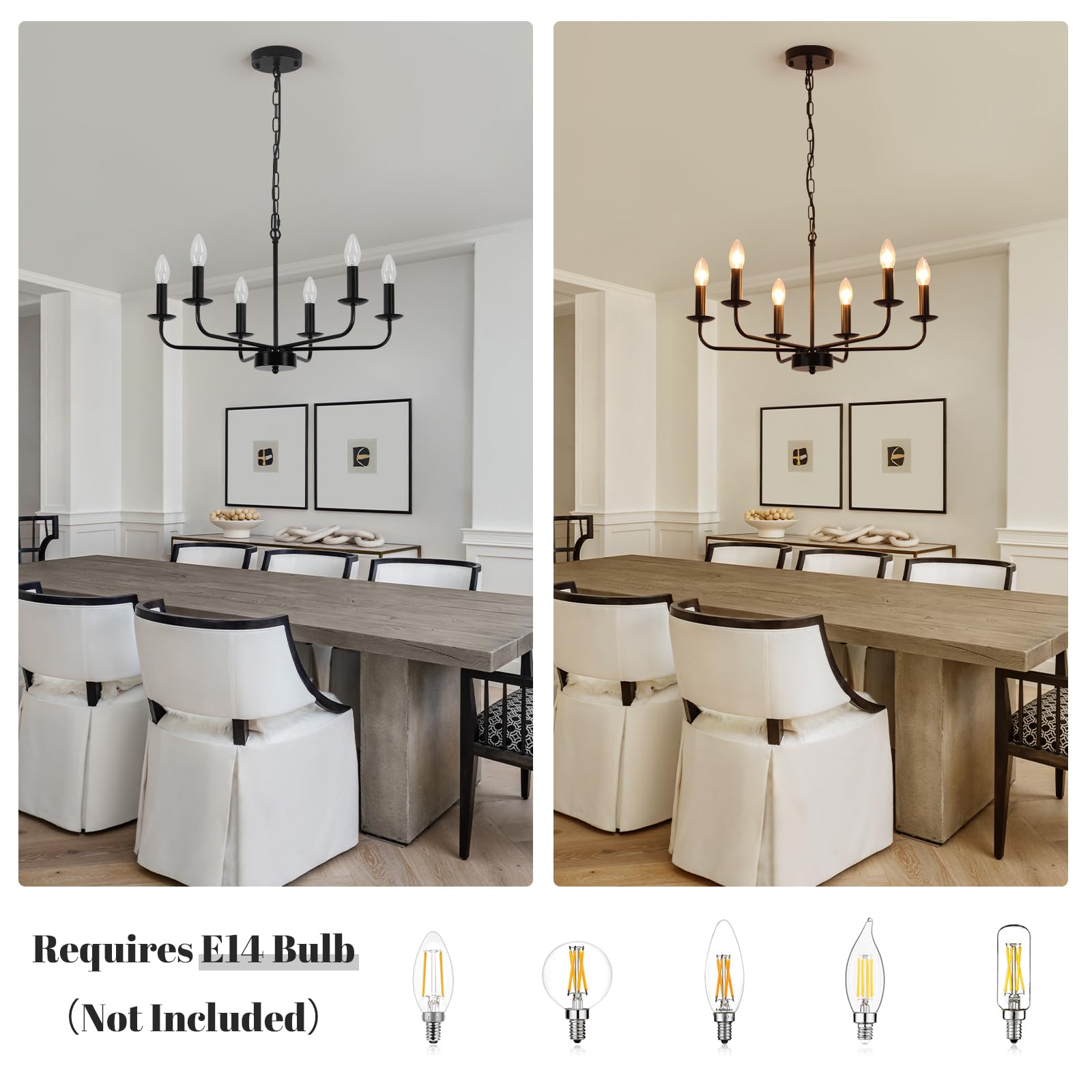 Lustre Industriel Noir, 6 Lumières Lustre Vintage Suspension Luminaire Salon Moderne, Réglable Metal Industrielle Plafonnier Noir pour Chambre, Salle a Manger, Cuisine, Couloir