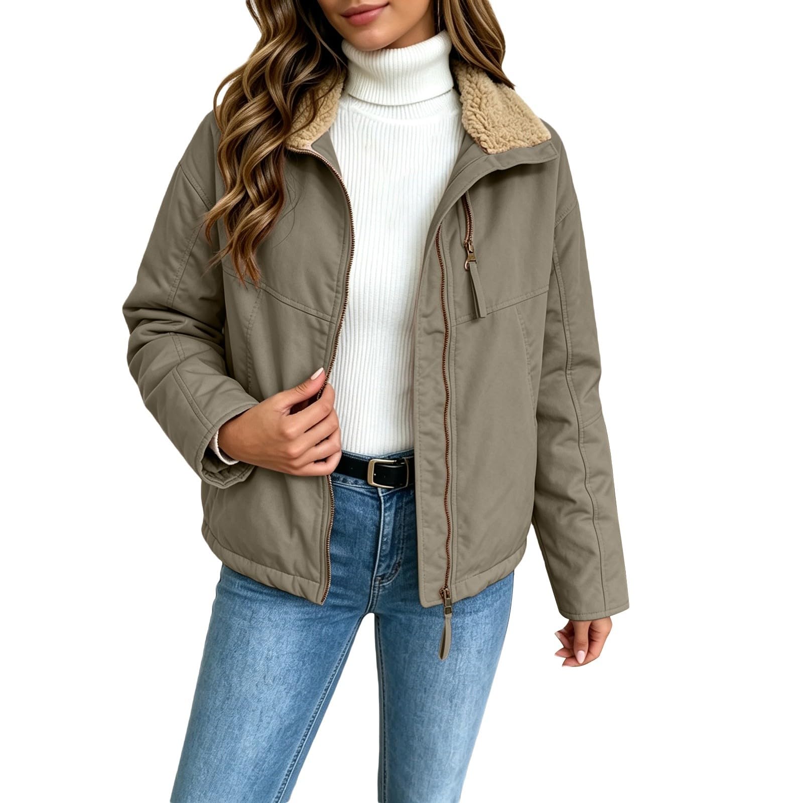 Generisch Daunenjacke Damen - Kurz Wintermantel Winter Warm Gefüttert Steppjacke Elegant Grosse Grössen Winterjacke Winddicht Parka Jacke