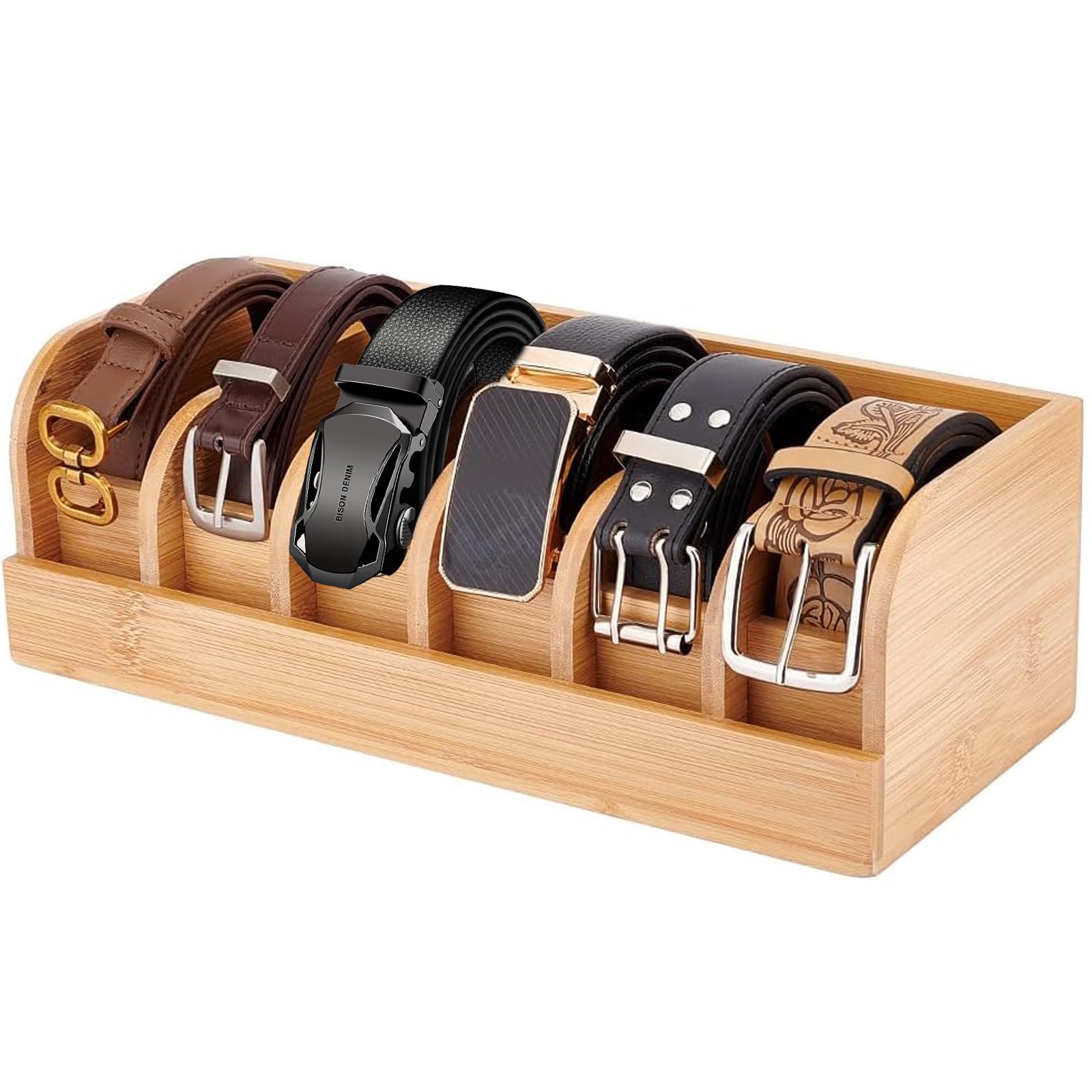 UNICRAFTALE Gürtel-Organizer Aus Holz - 6-Fach Aufbewahrung Für Schrank & Schublade