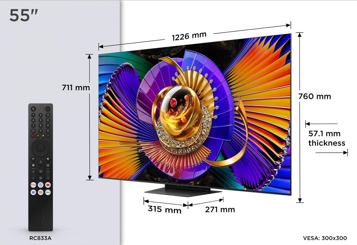 "TV SQLED MINILED 55""4K 144HZ T2/S2 SMART GOOGLE TV"