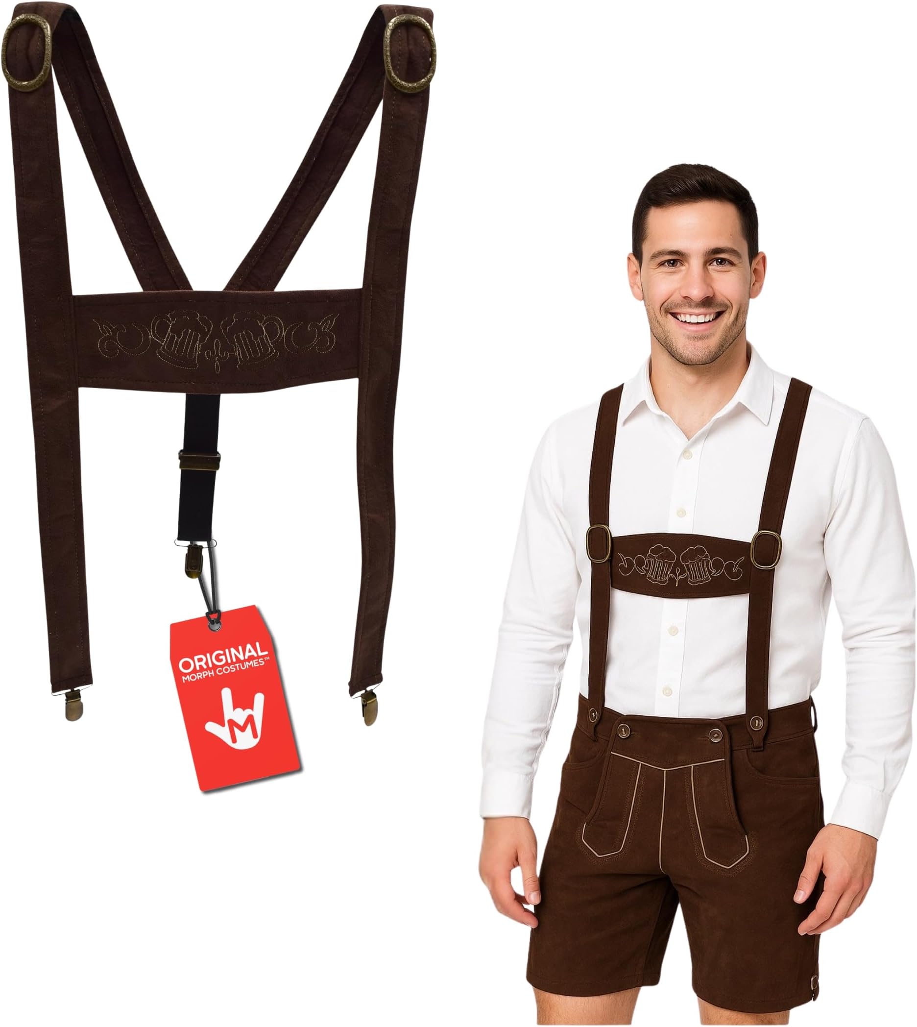 Morph Lederhosen Suspenders Mens German Oktoberfest Bavarian Alpine Costume Accessory