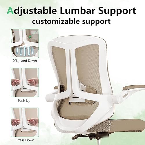 Miniatura 7 de poki Silla de oficina ergonómica, sillas de escritorio de oficina en casa con ruedas, sillas de oficina de malla con soporte lumbar, cómoda silla de