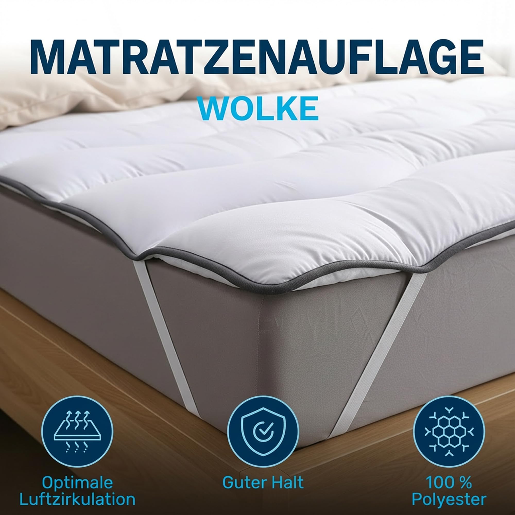 CATAVANA Topper 140x200cm Cloud – Atmungsaktiver Matratzen Topper 140x200 - Matratzenauflage Hypoallergen & Anti-Milben, Weich & Komfortabel für erholsamen Schlaf - Matrazentopper