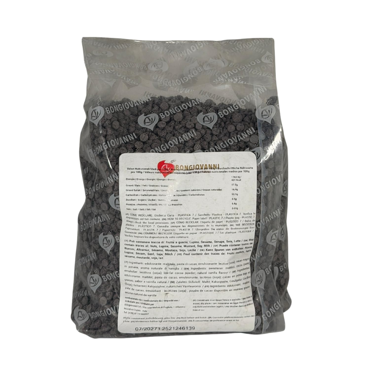 Bongiovanni Bontà Naturali Pépites de Chocolat Noir Sans Gluten 1 kg